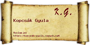 Kopcsák Gyula névjegykártya